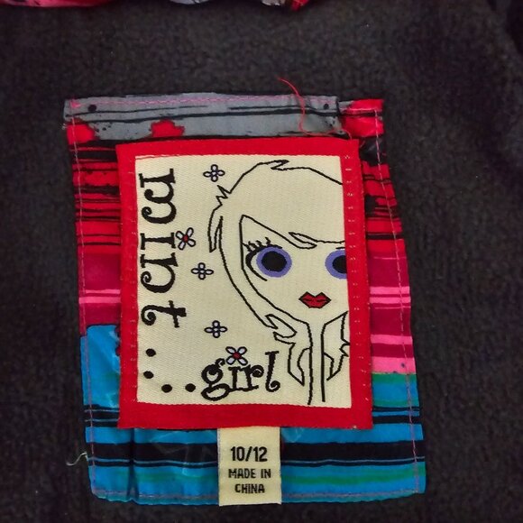 Mint Girl Kids Multicolor Striped Snowflake Hooded Winter Puffer Jacket Sz 10/12 - Picture 5 of 12